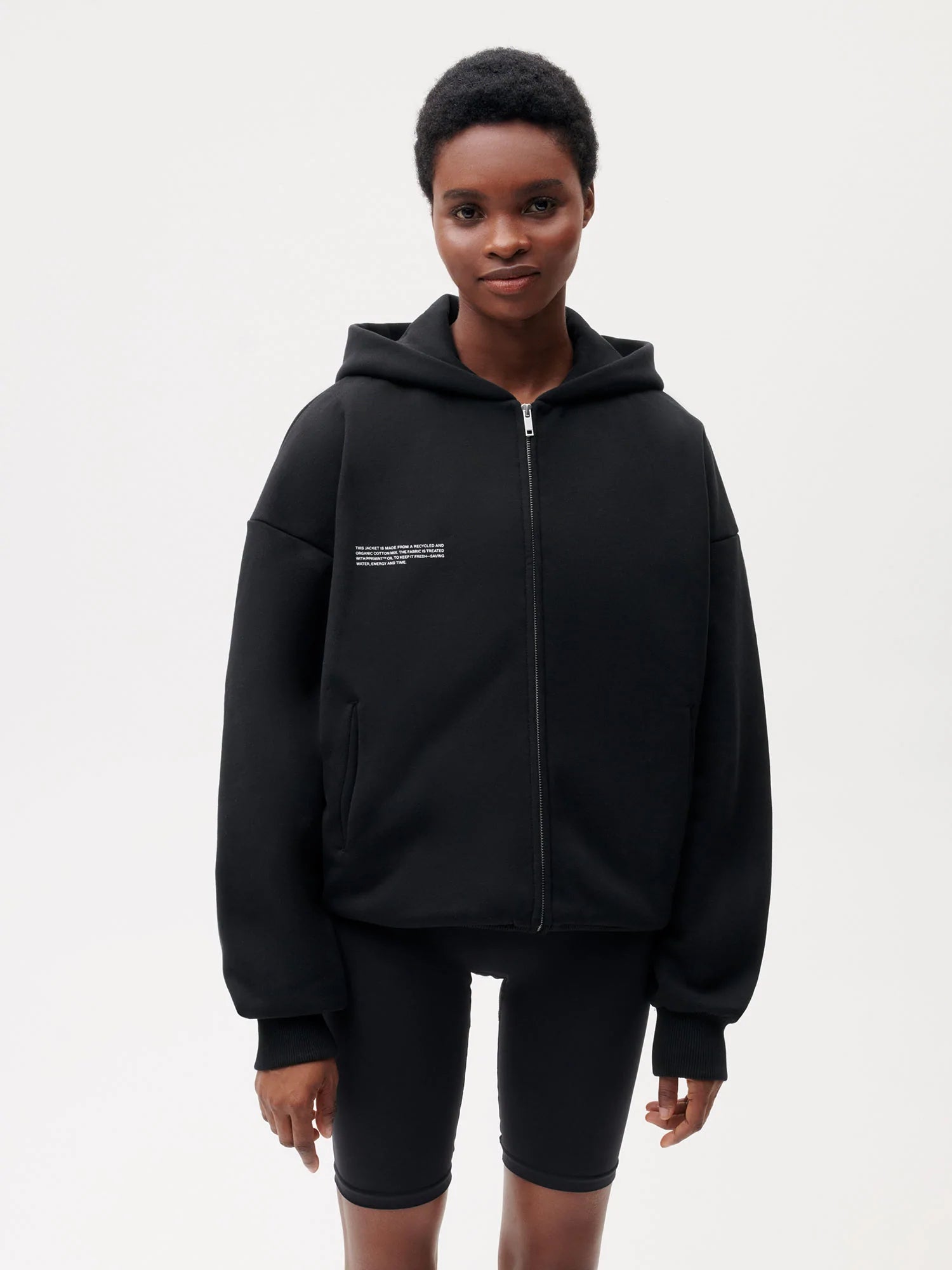 Wide Fit Zipped Hoodie—black female