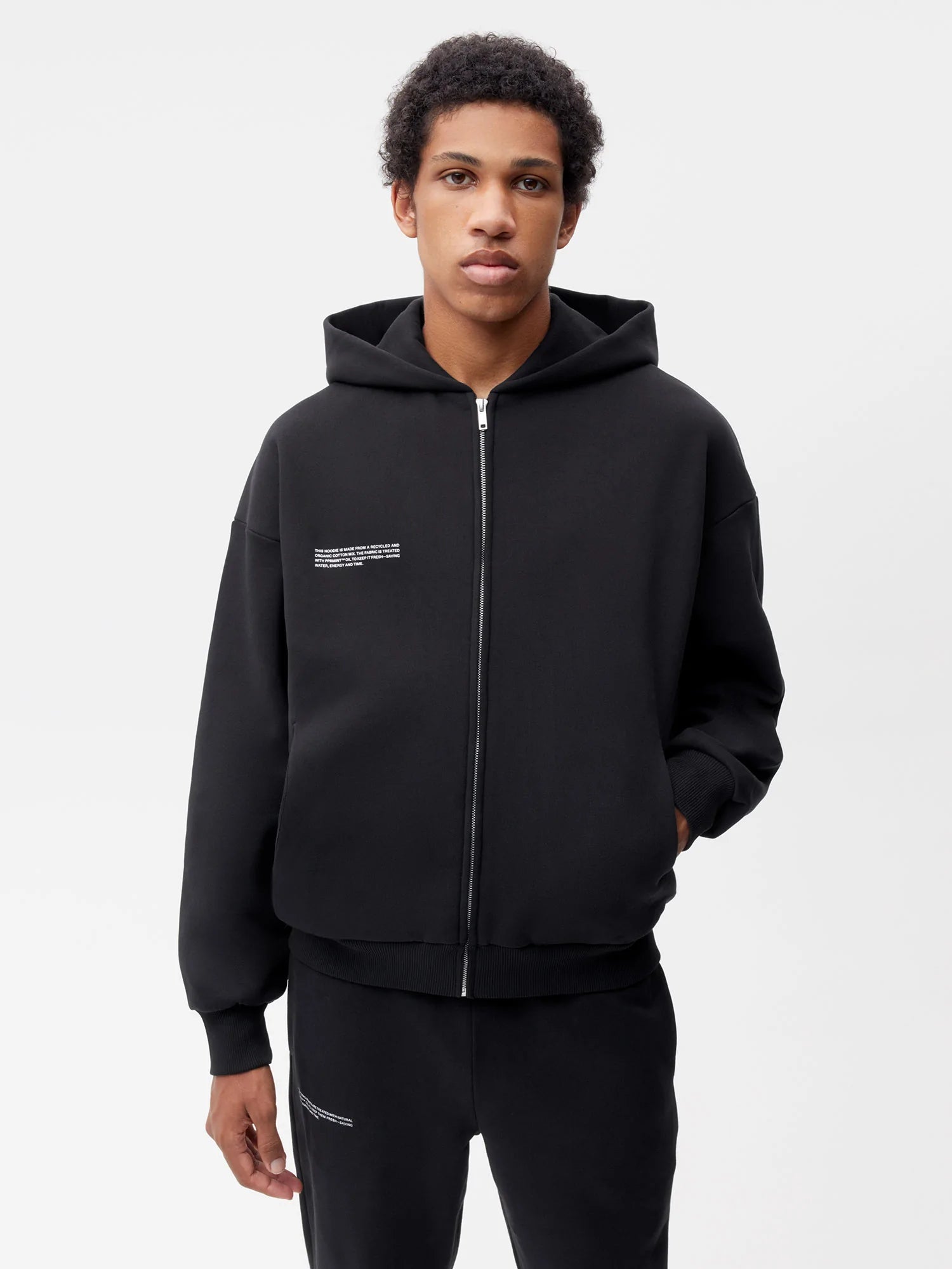 Wide Fit Zipped Hoodie—black male