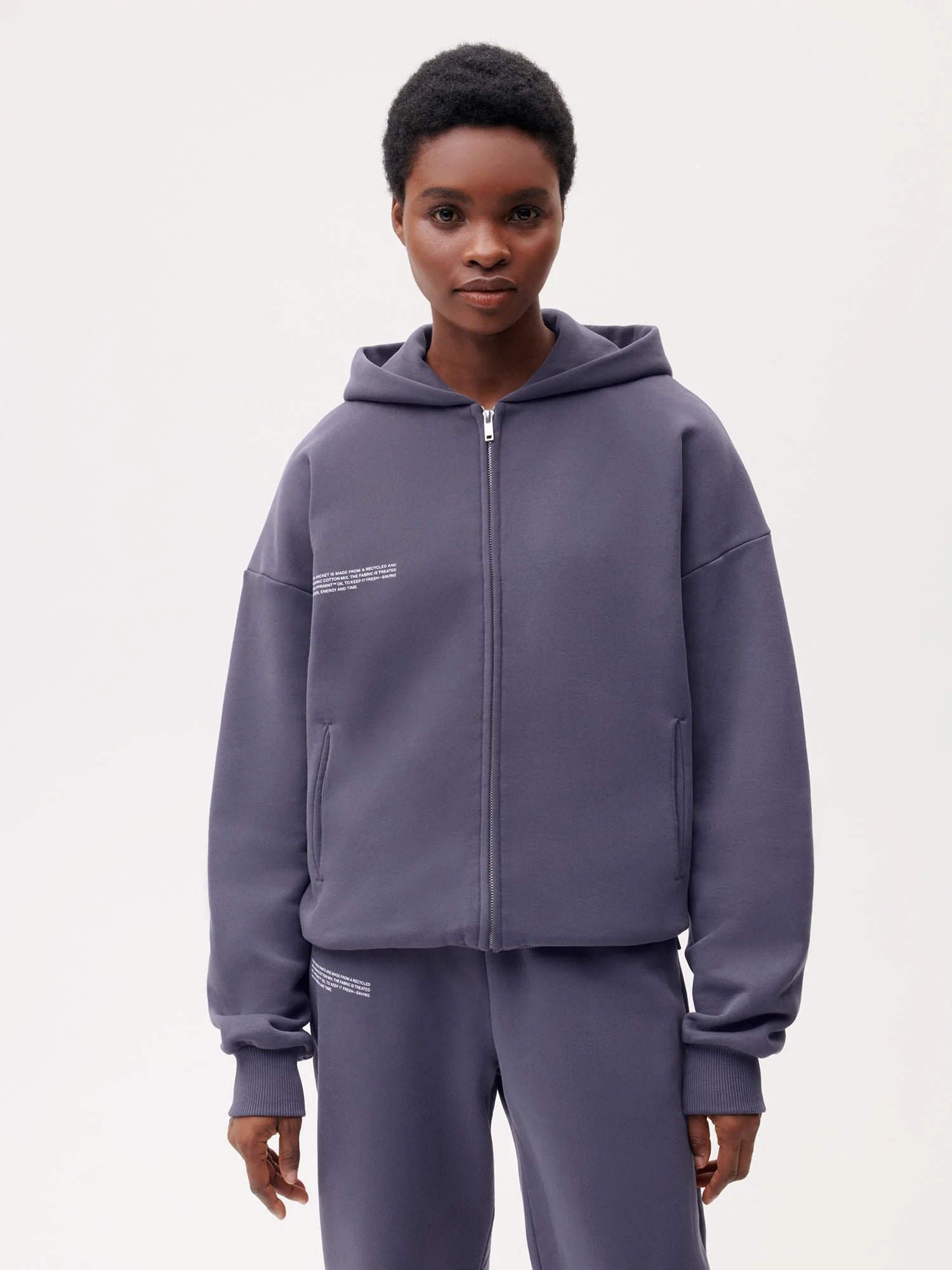 Wide Fit Zipped Hoodie—slate blue female