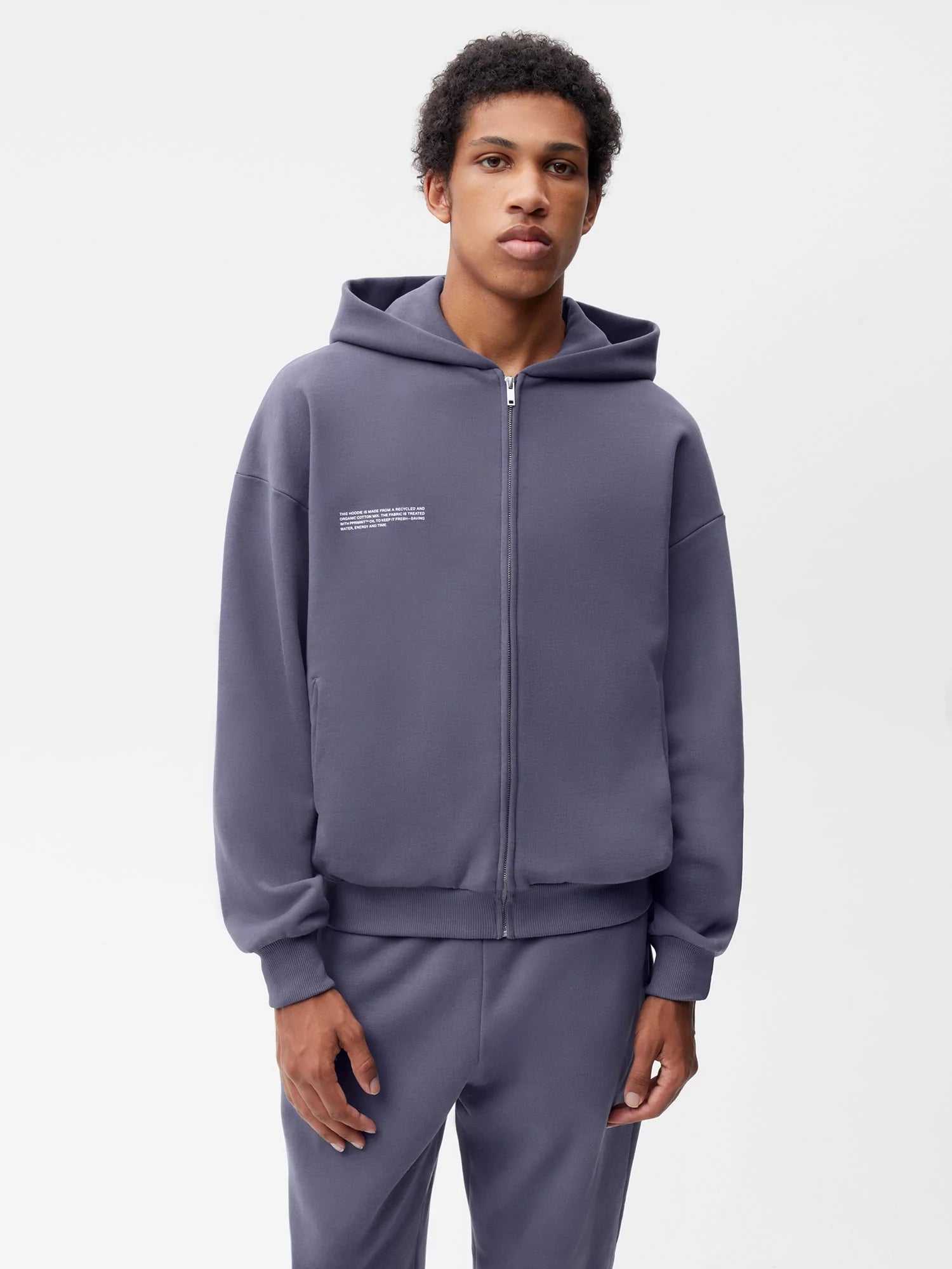 Wide Fit Zipped Hoodie—slate blue male