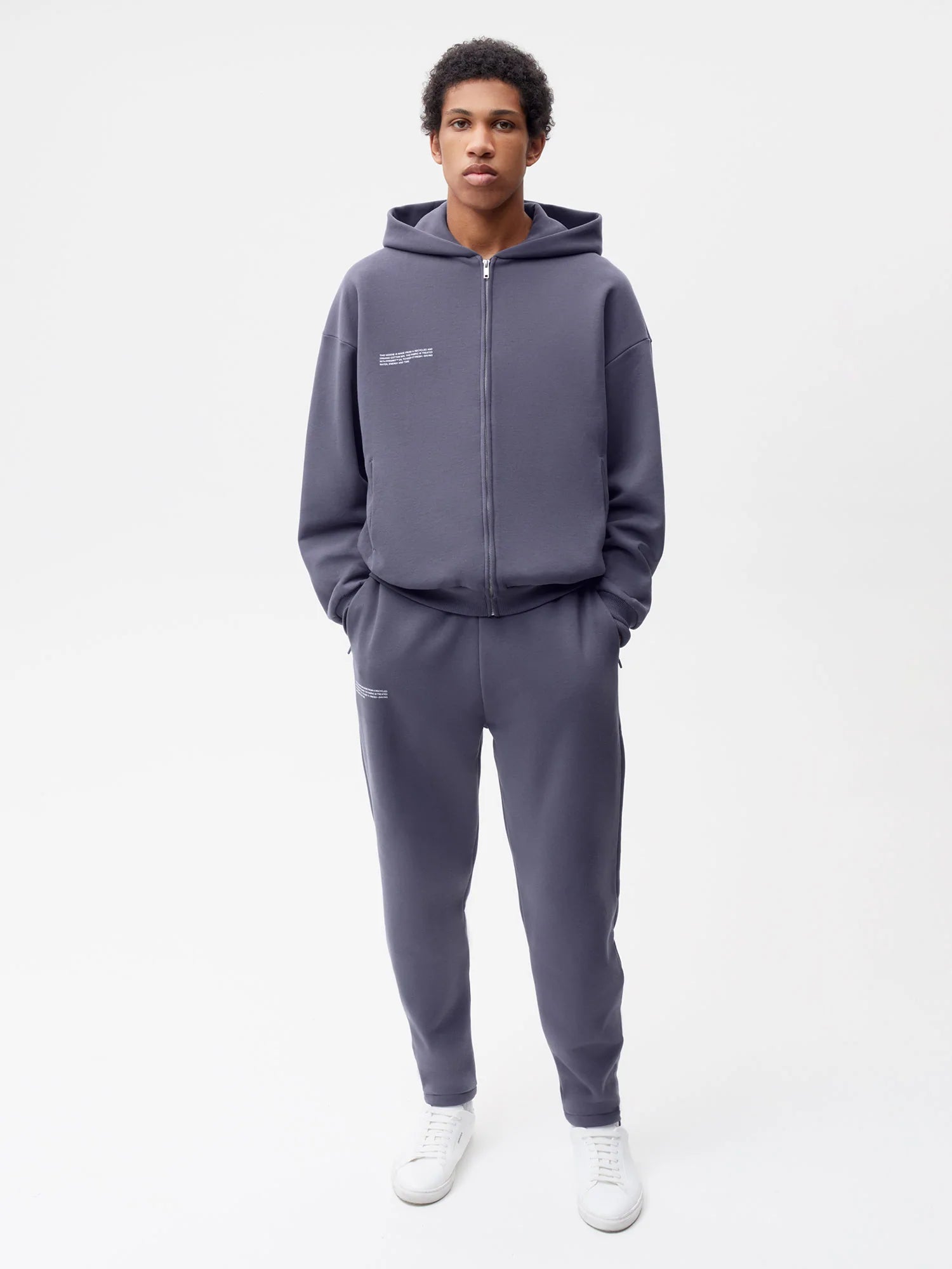 Wide Fit Zipped Hoodie—slate blue male