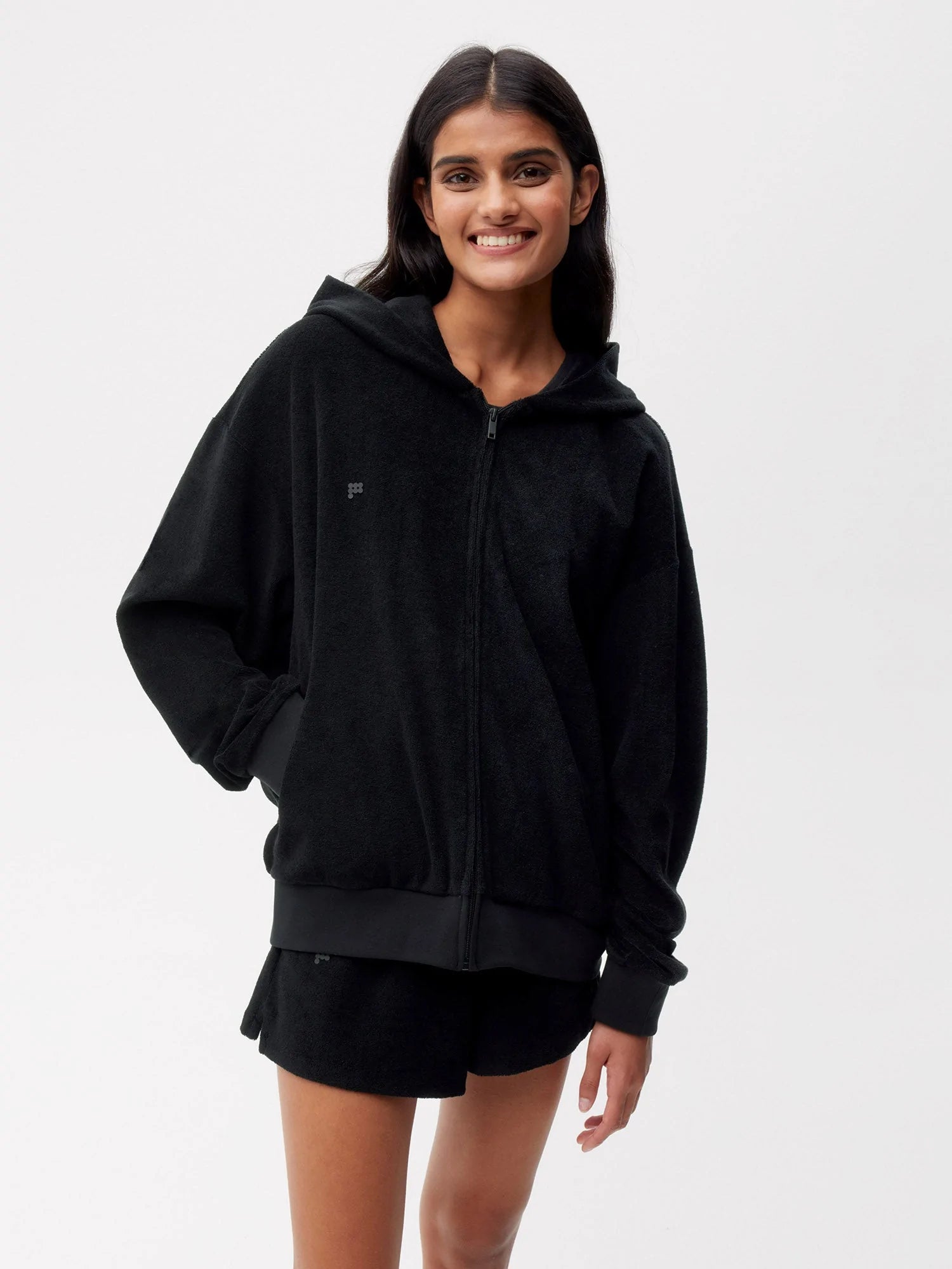 Towelling Zipped Hoodie Female