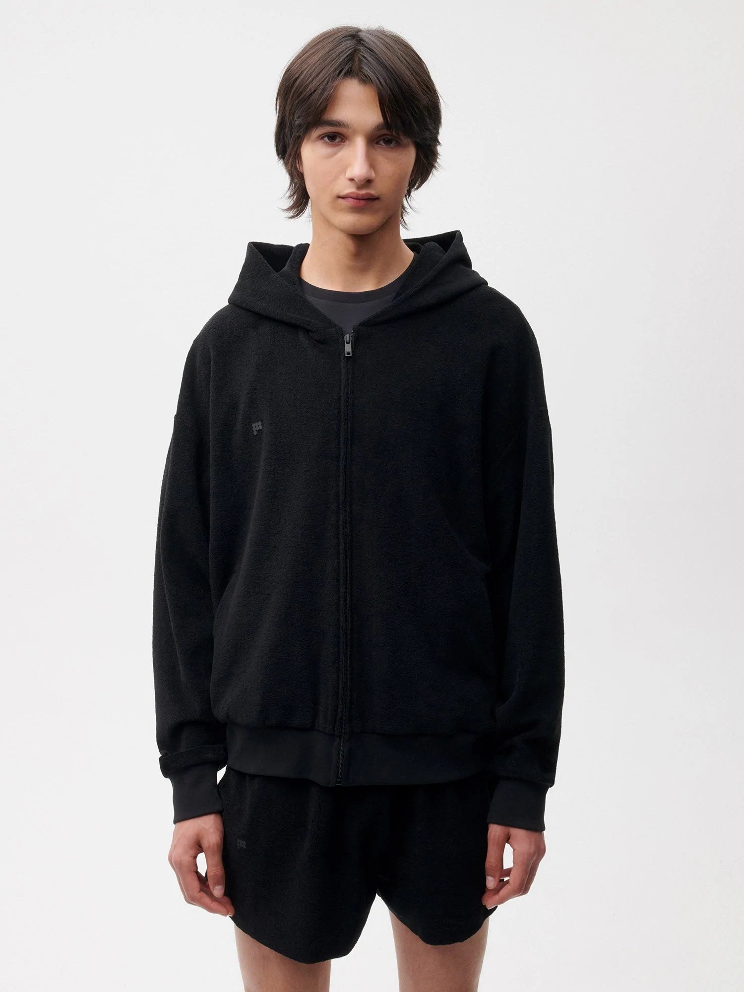 Towelling Zipped Hoodie Male