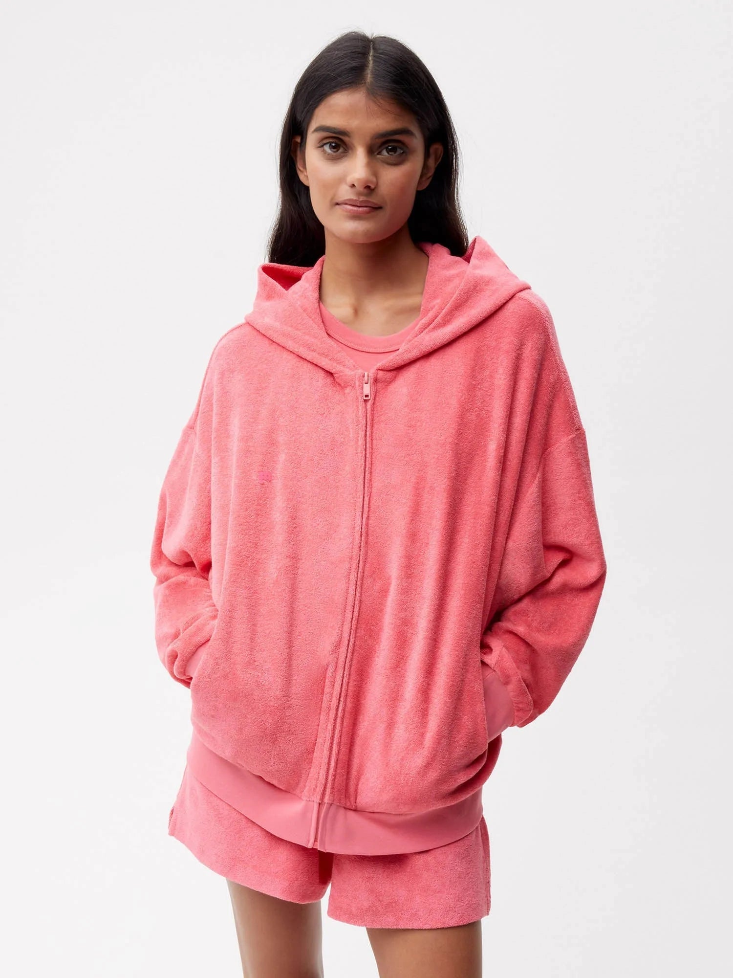 Towelling Zipped Hoodie Female