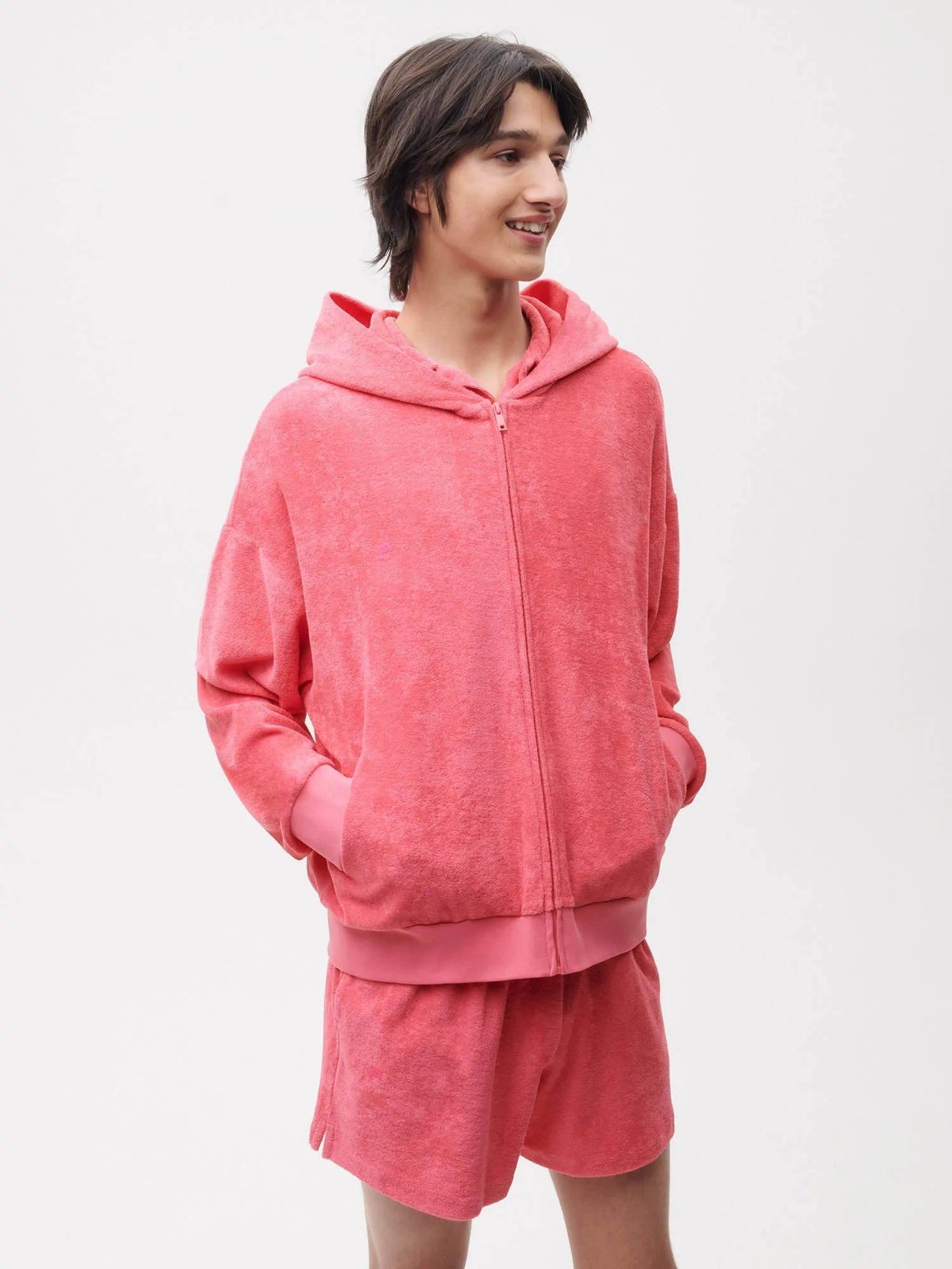 Towelling Zipped Hoodie Male