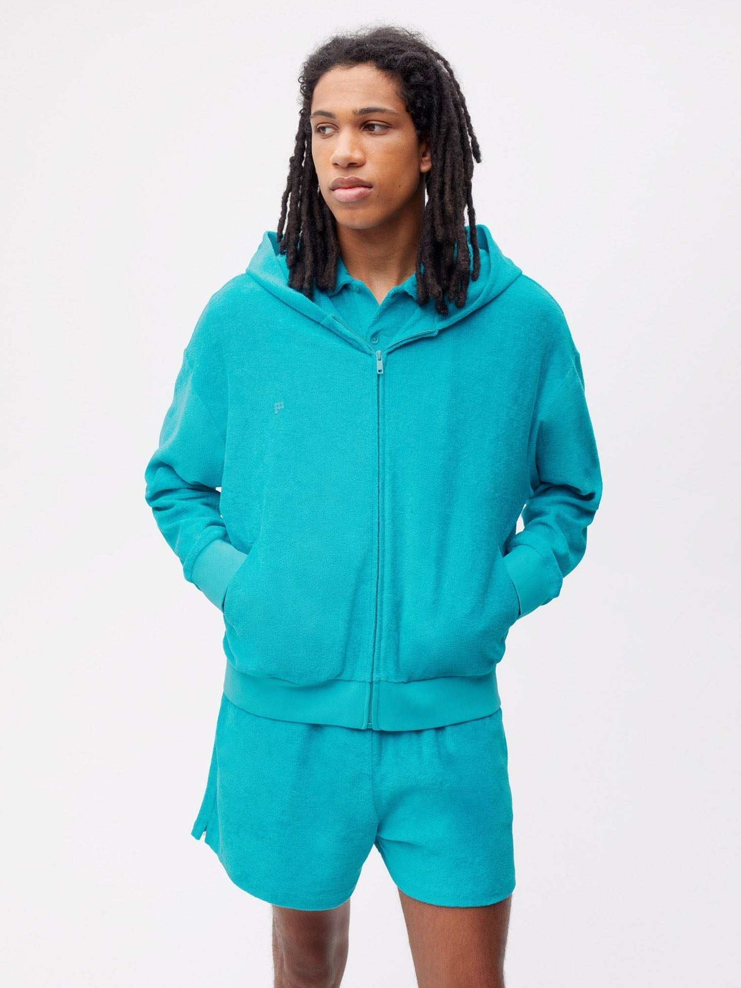 Towelling Zipped Hoodie Male