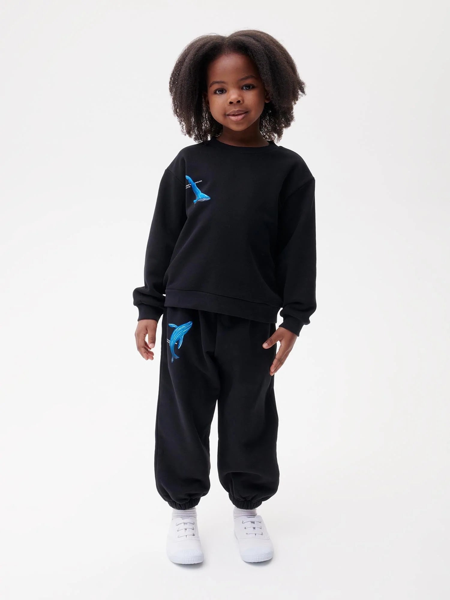 WAHP Blue Whale Diving Organic Cotton Sweatshirt Black