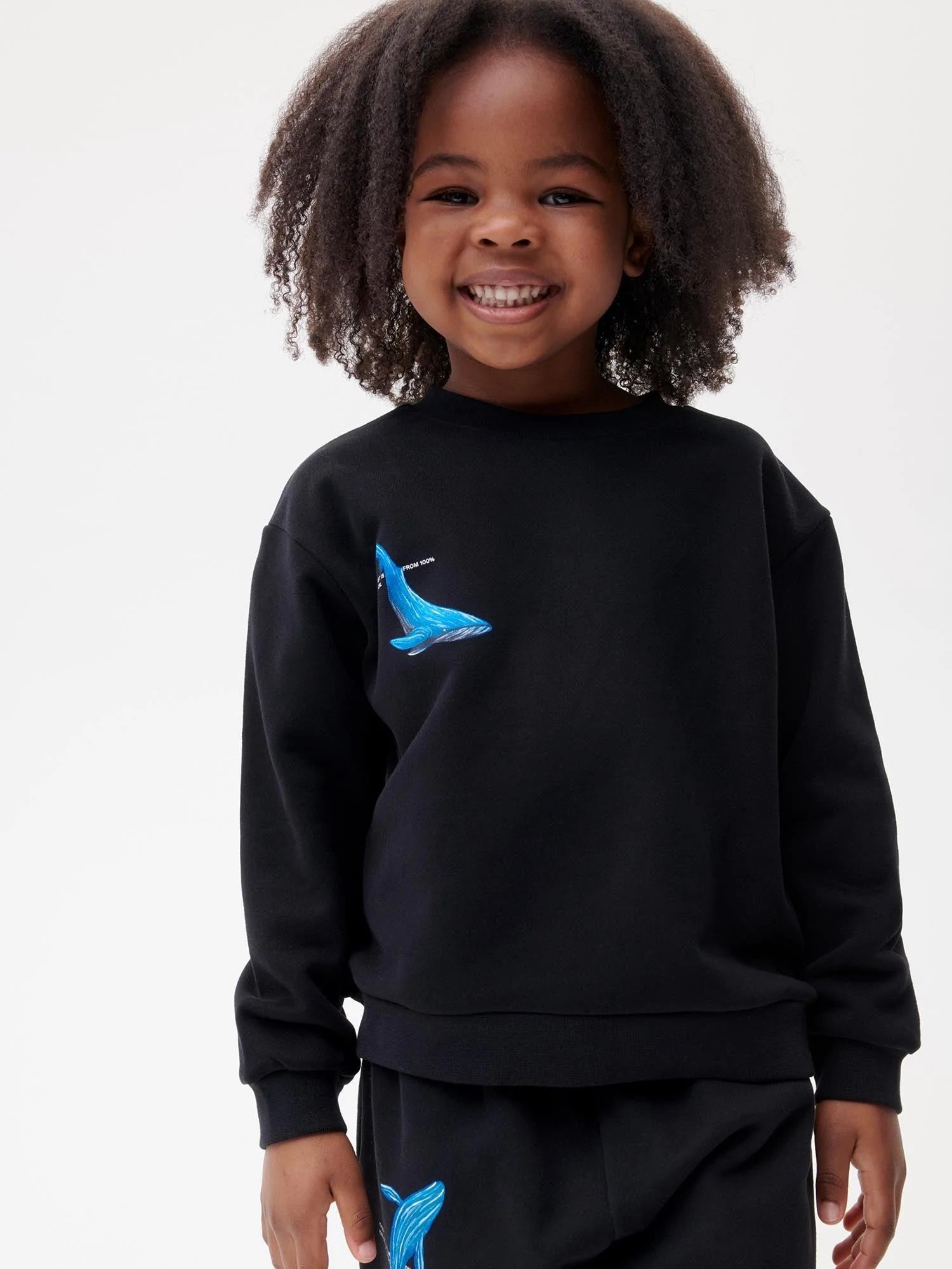 WAHP Blue Whale Diving Organic Cotton Sweatshirt Black